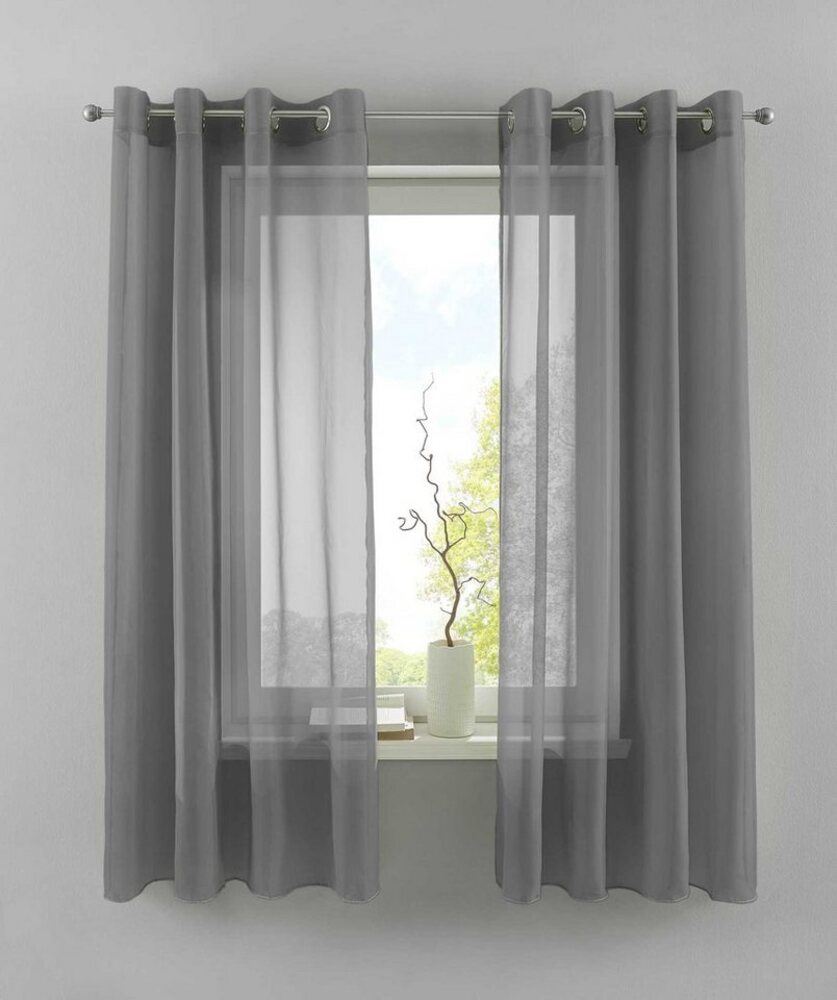 Gardinenbox Gardine (2 St), Ösen, transparent, Voile, 2er Set Transparent »Basel« Bleiband Store 20332TR2 Bild 1