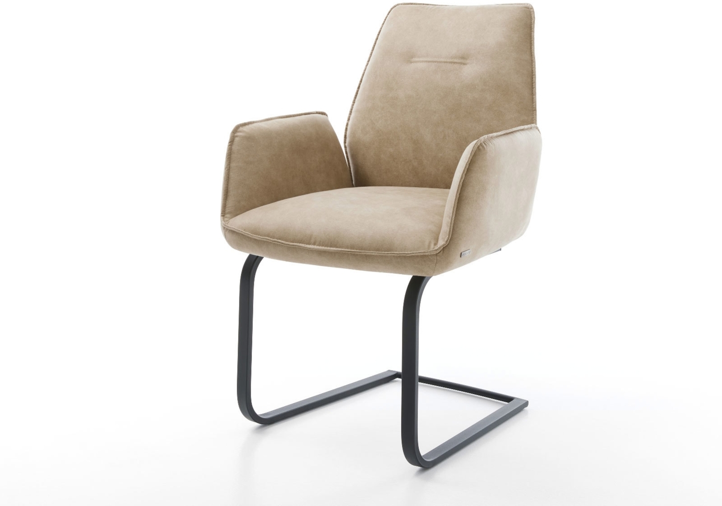 Freischwinger Zoa-Flex Mikrofaser Beige Vintage Freischwinger flach Schwarz Taschenfederkern Bild 1