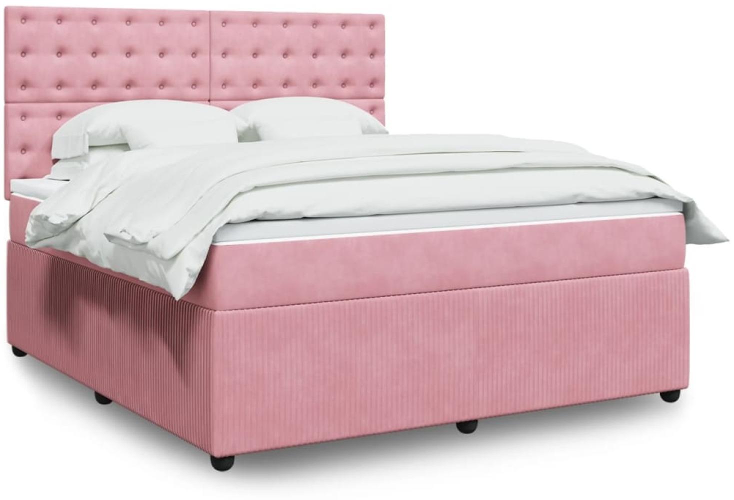 vidaXL Boxspringbett mit Matratze Rosa 180x200 cm Samt 3294723 Bild 1