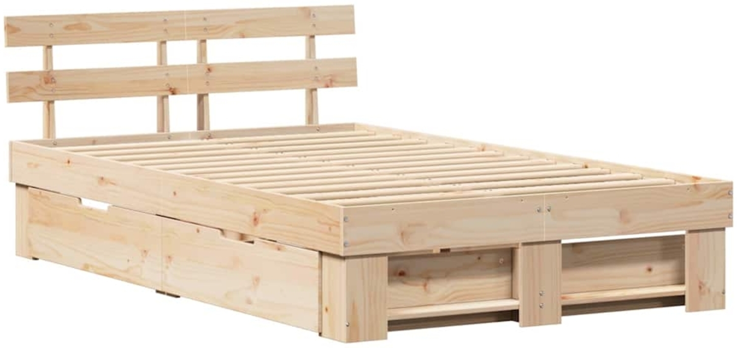 vidaXL Bettrahmen mit Kopfteil Braun 140 x 190 cm Massives Kiefernholz 3382280 Bild 1