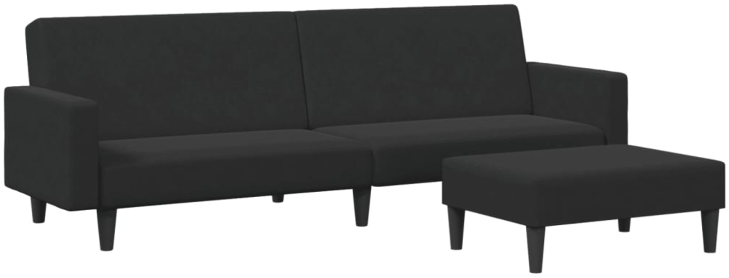vidaXL Schlafsofa 2-Sitzer mit Fußhocker Schwarz Samt 3216239 Bild 1