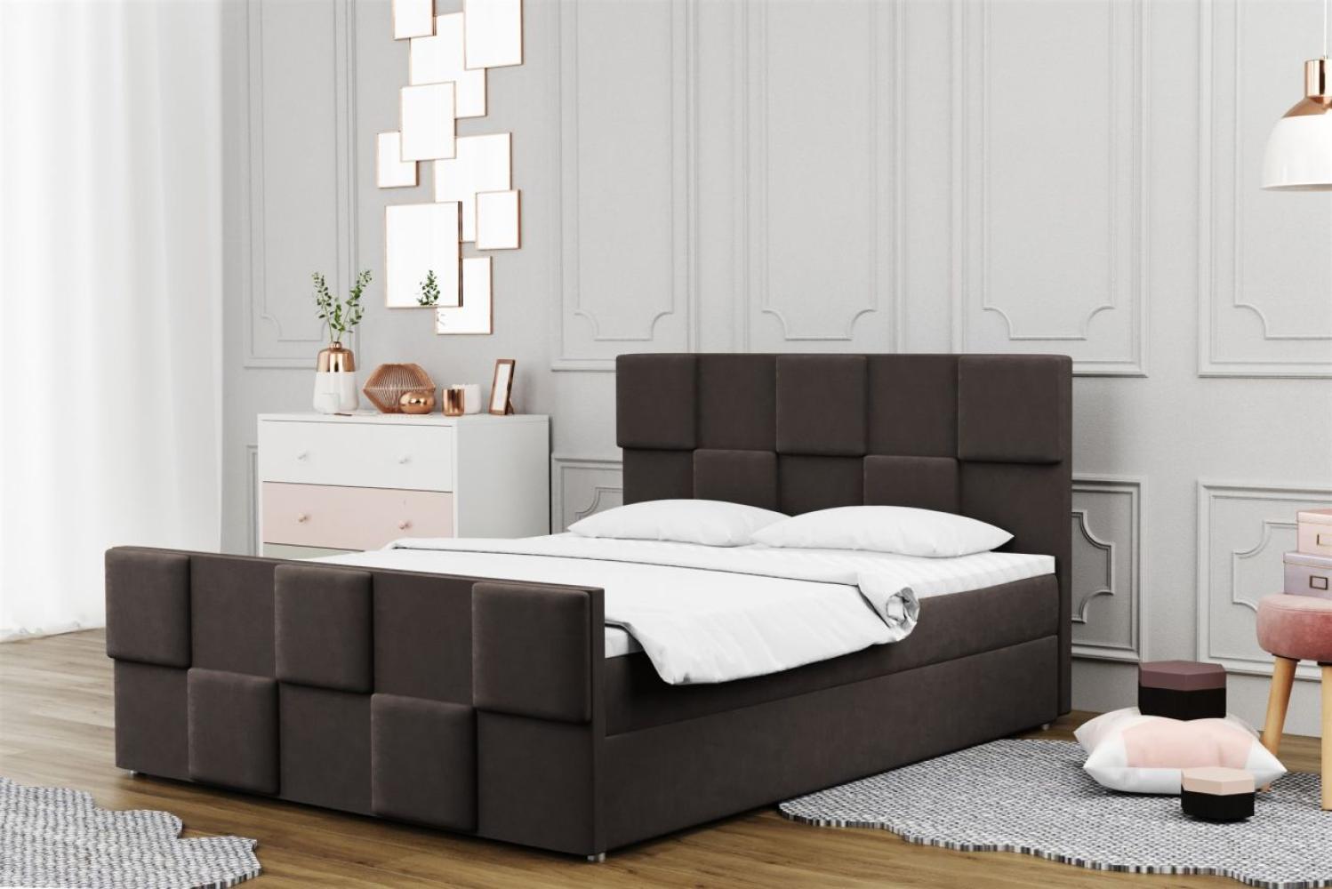 Boxspringbett Schlafzimmerbett MURILO 200x200cm in Stoff Monolith Dunkelbraun Bild 1