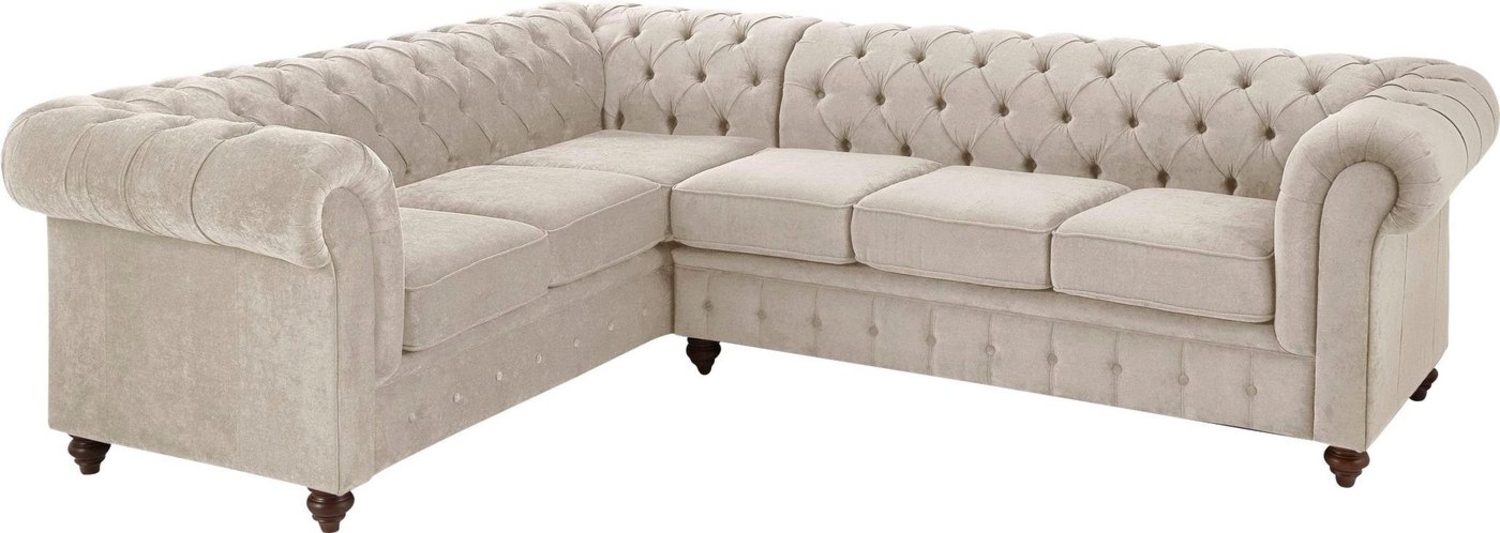 Home affaire Chesterfield-Sofa Chesterfield Ecksofa, Luxus-Microfaser weich, hochwertige Knopfheftung, langer Schenkel rechts Bild 1