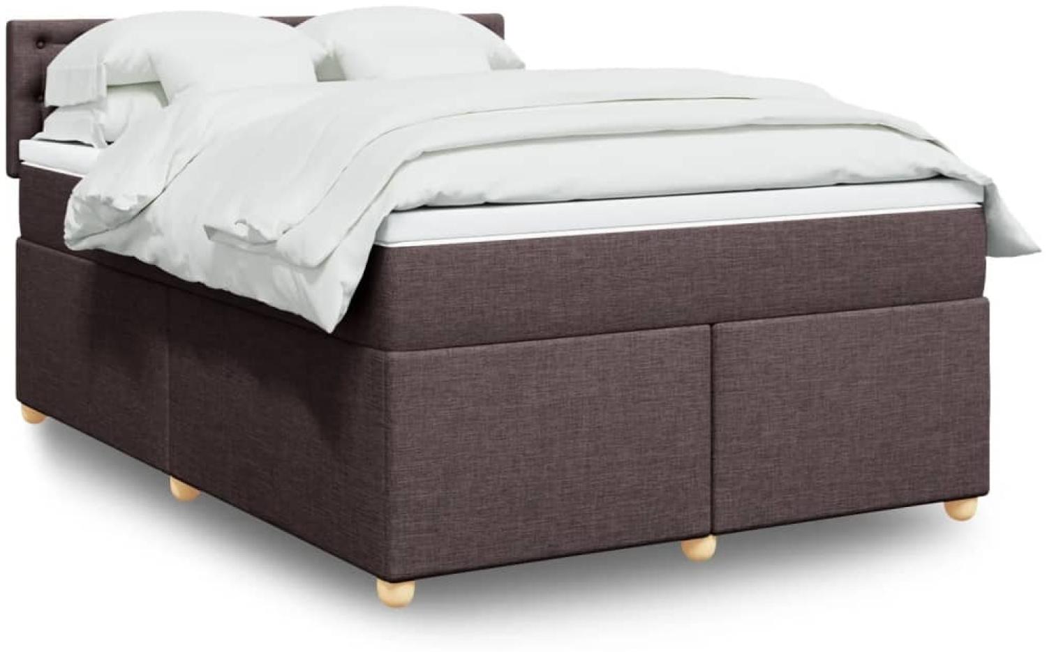 vidaXL Boxspringbett mit Matratze Dunkelbraun 160x200 cm Stoff 3289048 Bild 1