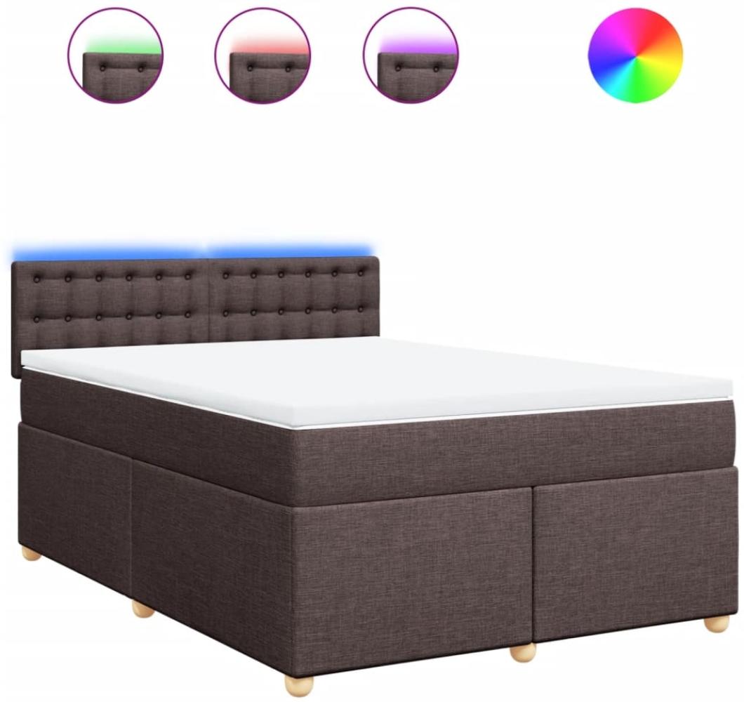 vidaXL Boxspringbett mit Matratze Dunkelbraun 160x200 cm Stoff 3289048 Bild 1