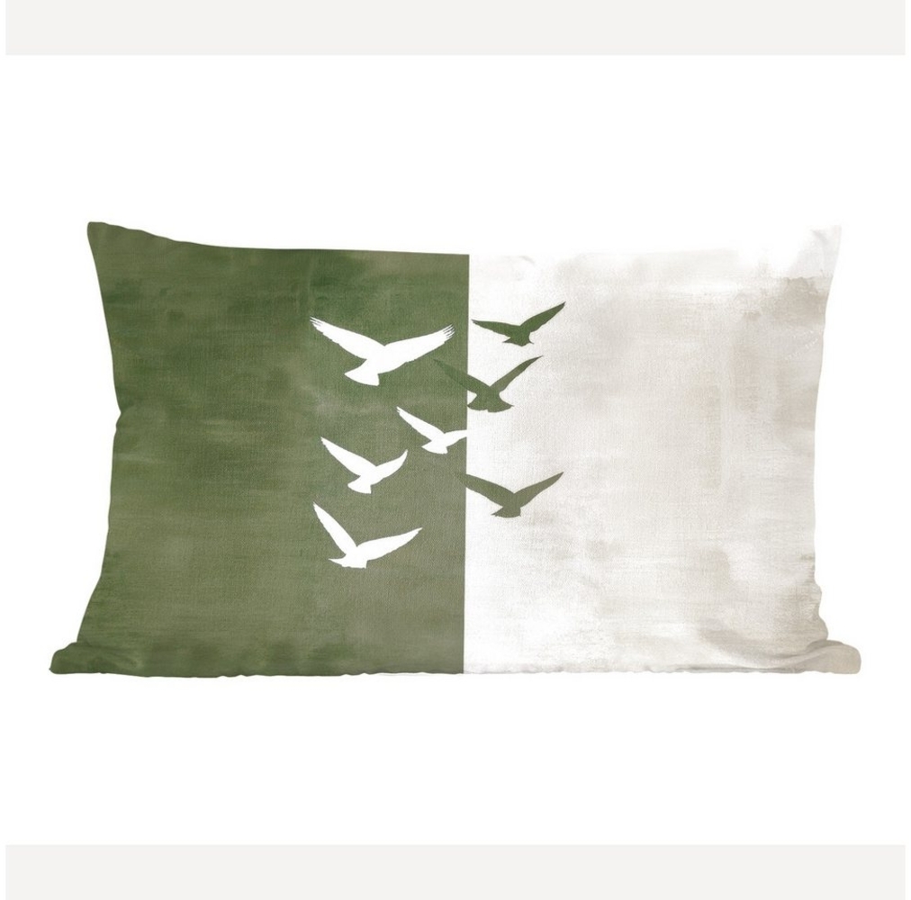 MuchoWow Dekokissen Japandi - Vogel - Grün, Dekoration, Zierkissen, Kissen mit Füllung, 50x30 cm Bild 1