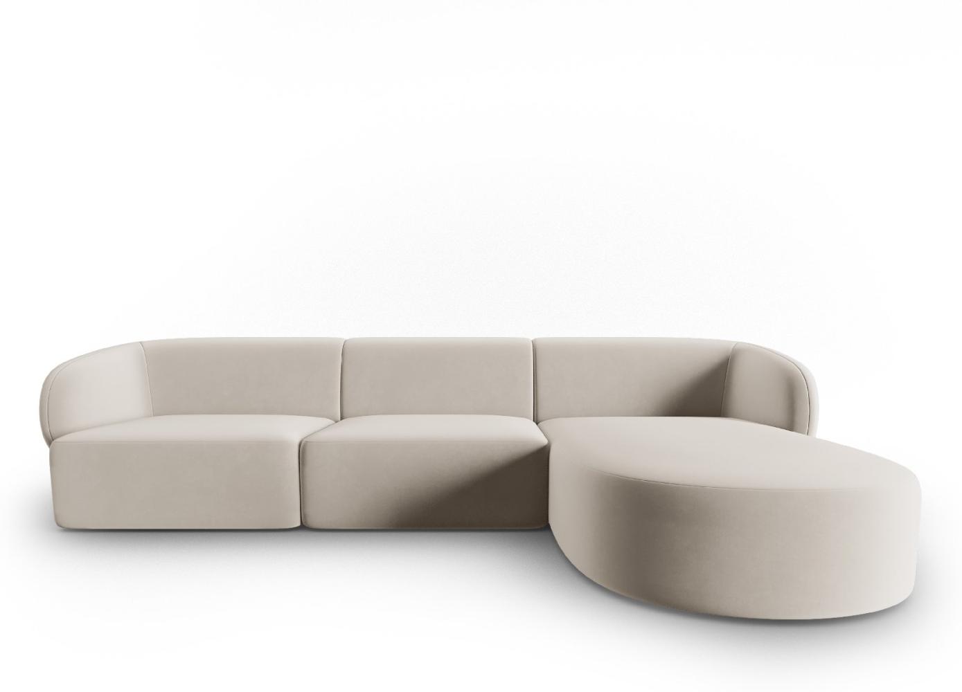 Micadoni Modulares Ecksofa Shane 4-Sitzer Rechts Samtstoff Beige Bild 1