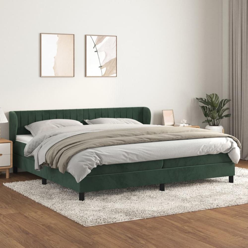 vidaXL Boxspringbett mit Matratze Dunkelgrün 200x200 cm Samt 3127634 Bild 1