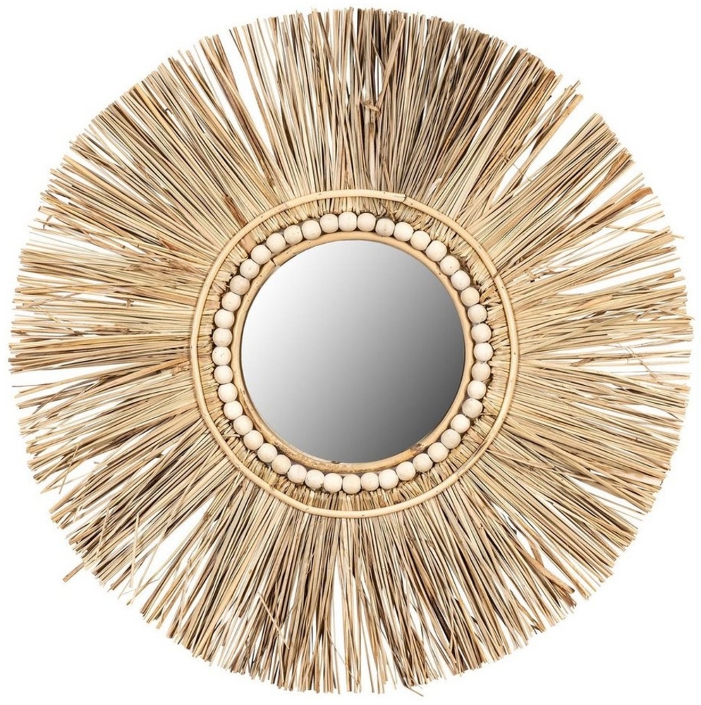 Levandeo® Dekoobjekt, Spiegel Seegras Ø 55cm Wandspiegel Rund Flurspiegel Wanddeko Boho Bild 1