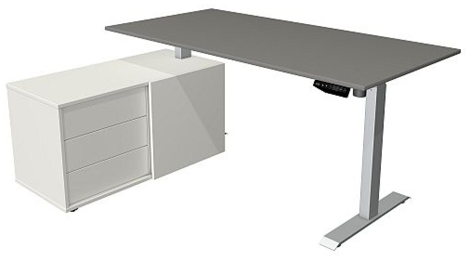 Kerkmann Schreibtisch Sitz- /Stehtisch Move 1 silber mit Sideboard grafit Bild 1