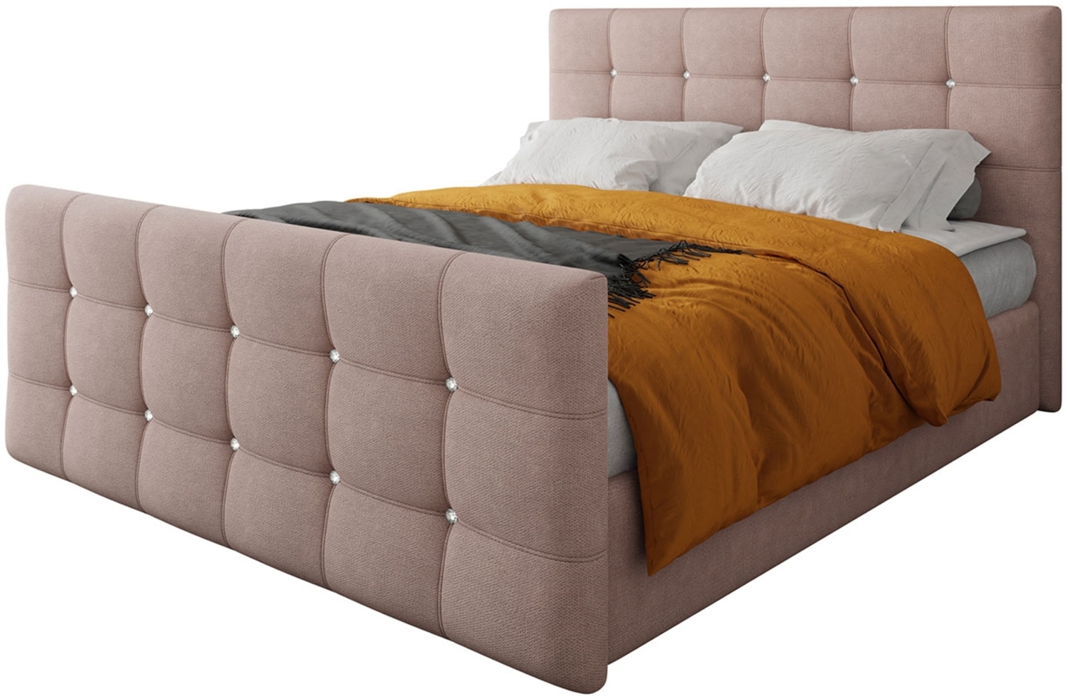 Mirjan24 Boxspringbett Atasir, Rosa 140 x 200 cm Webstoff Bild 1