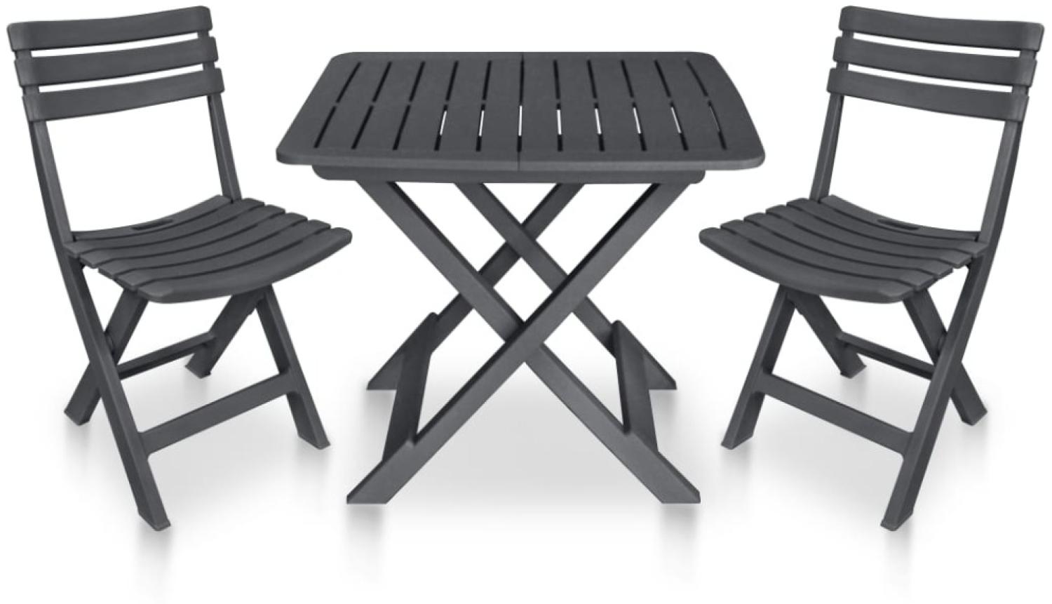 vidaXL 3-tlg. Bistro-Set Klappbar Kunststoff Anthrazit 48753 Bild 1