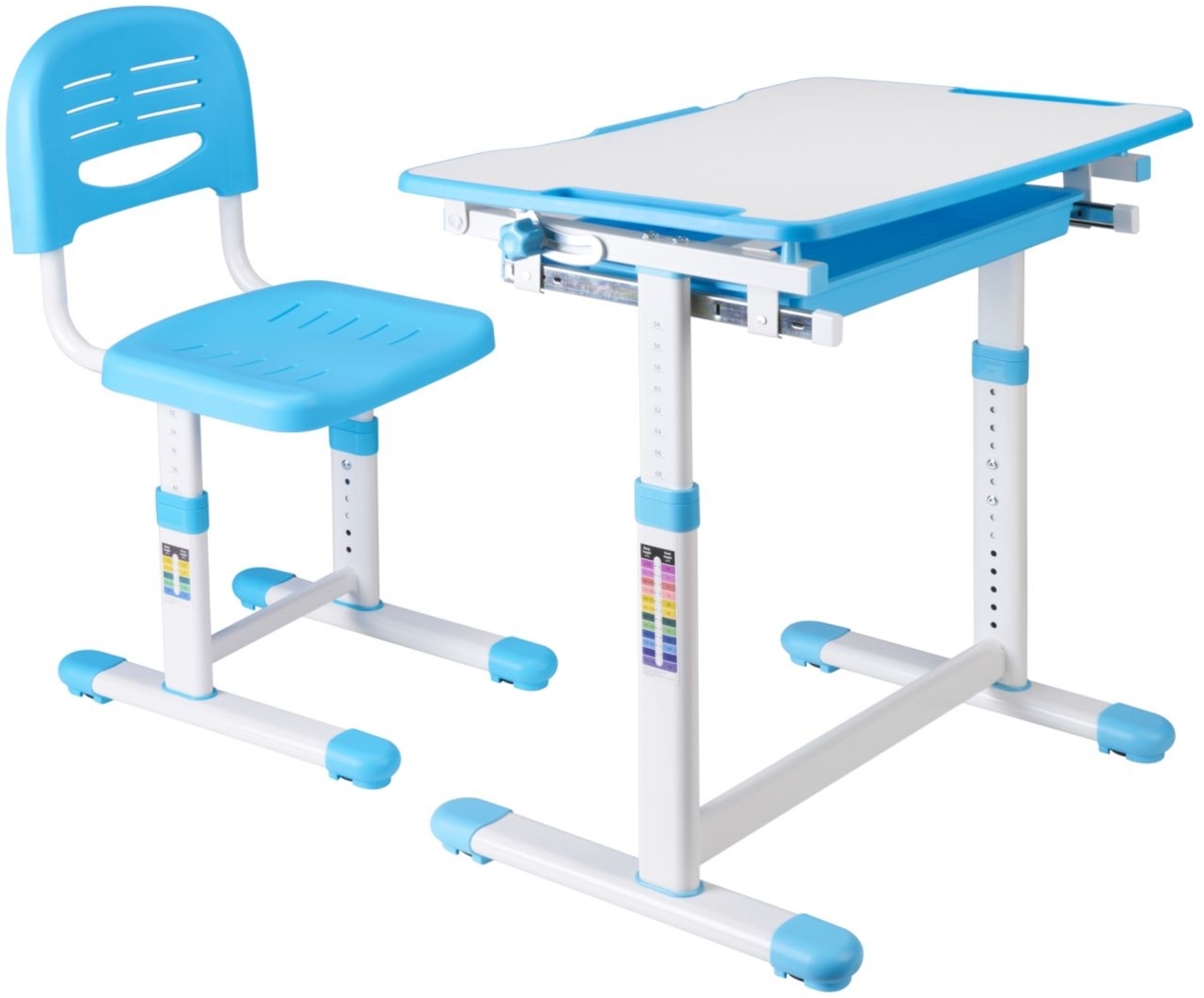 DELUKE® Kinderschreibtisch mit Stuhl BALO - Höhenverstellbar Kindertisch mit Stuhl |Kinderschreibtischset Ergonomische Anpassung Basteltisch Kinder Maltisch Lesetisch Bild 1