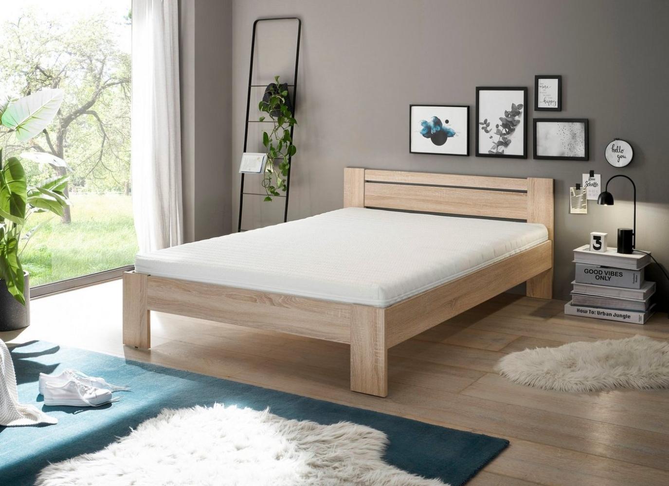 CANNES Futonbett 140 x 200 cm - Minimalistisches Jugendzimmer Doppelbett in Eiche Sonoma Optik - 145 x 71 x 204 cm (B/H/T) Bild 1