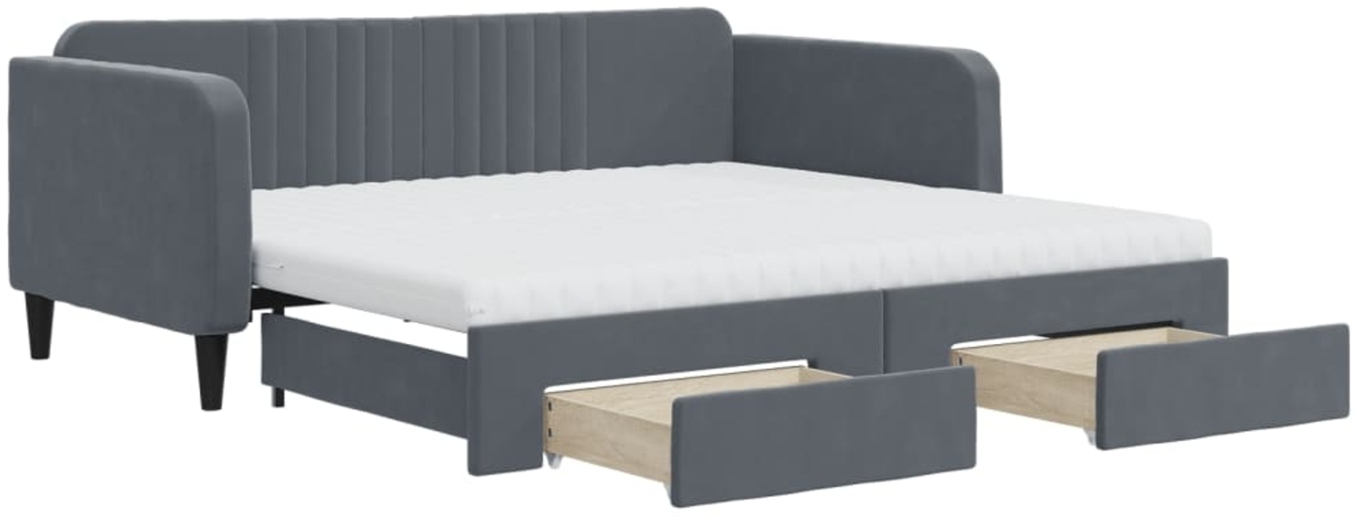 vidaXL Tagesbett Ausziehbar mit Schubladen Dunkelgrau 90x190 cm Samt 3197149 Bild 1