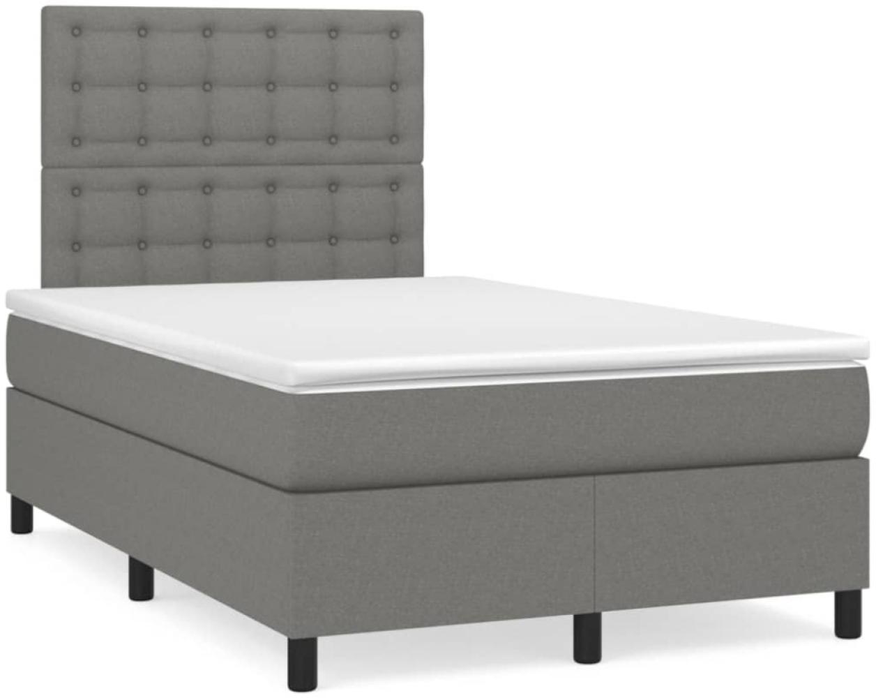 vidaXL Boxspringbett mit Matratze & LED Dunkelgrau 120x190 cm Stoff 3270226 Bild 1