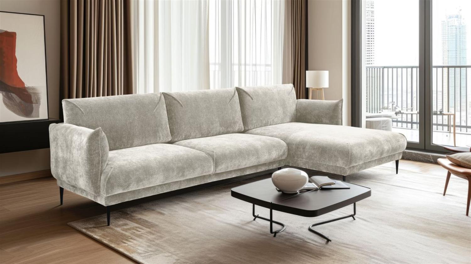 Ecksofa Designersofa MADISON in Stoff Dress Me Creme Ottomane Rechts Bild 1