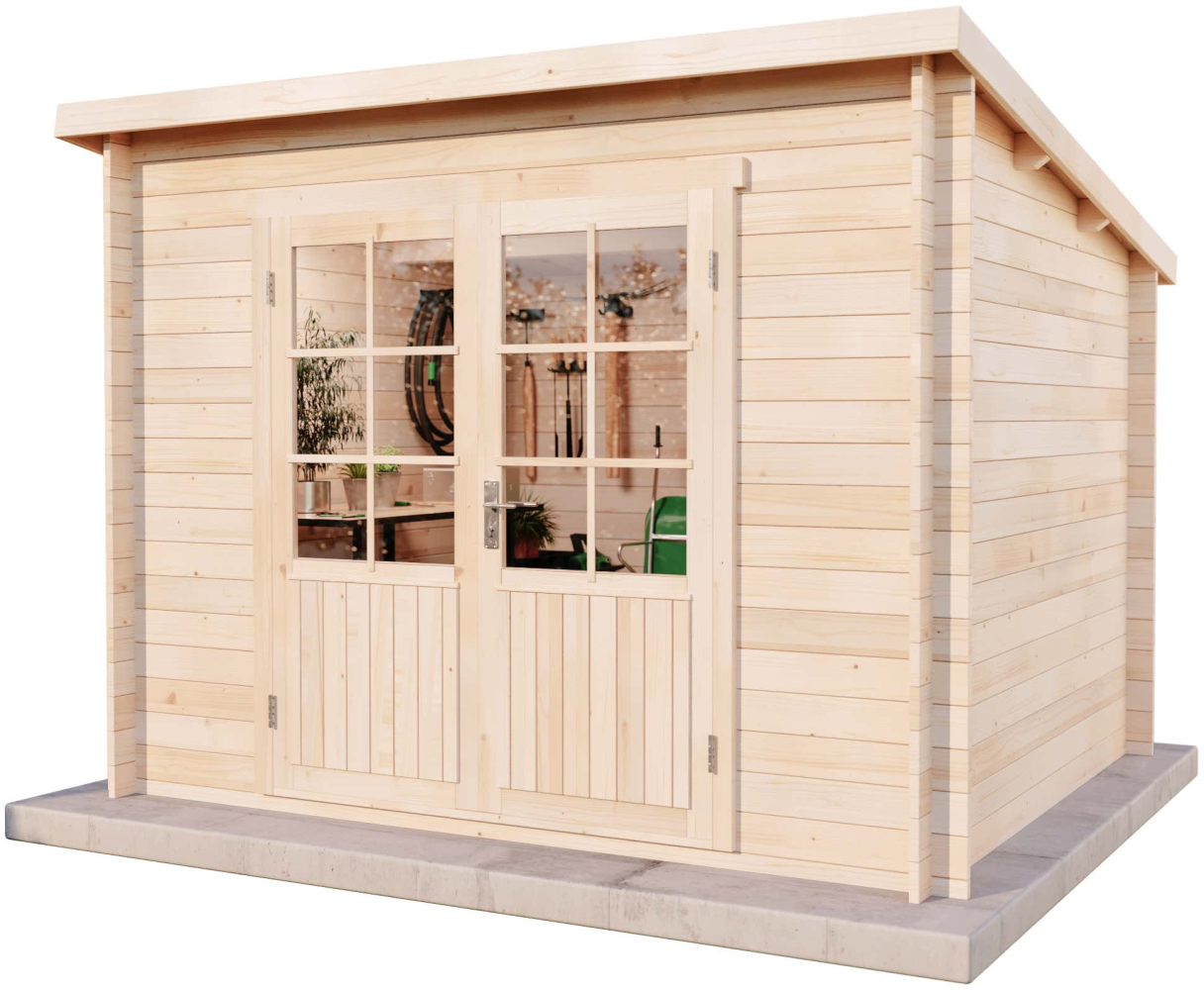 Alpholz Pultdach Gartenhaus Maria Gartenhaus aus Holz Holzhaus mit 40 mm Wandstärke Blockbohlenhaus mit Montagematerial Bild 1