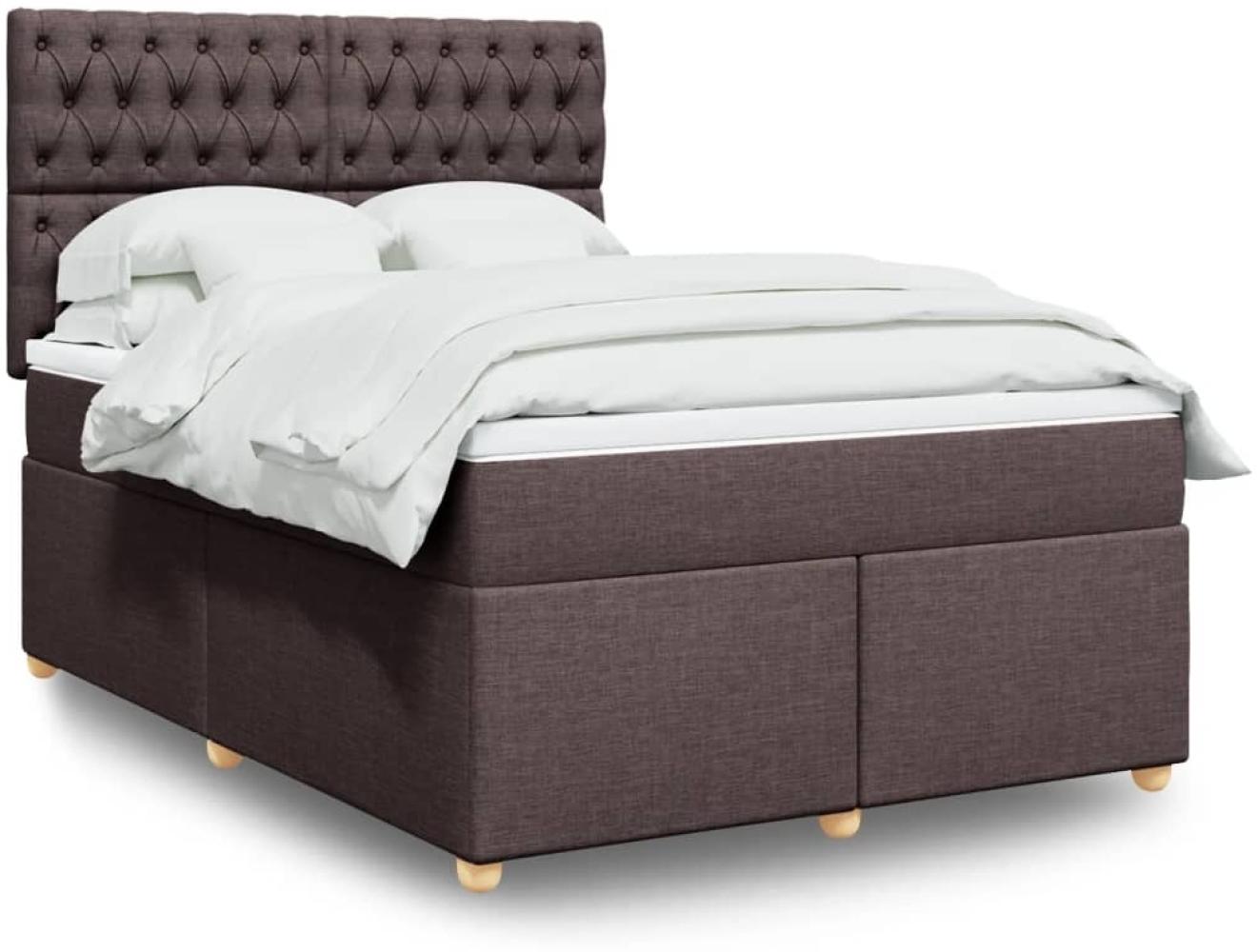 vidaXL Boxspringbett mit Matratze Dunkelbraun 160x200 cm Stoff 3293641 Bild 1