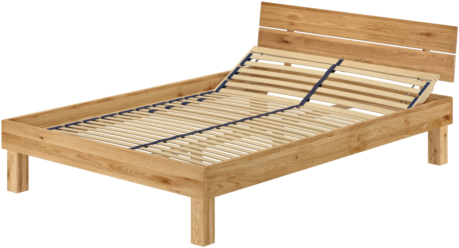 Zeitloses Ehebett Doppelbett Holzbett 160x200 Eiche massiv geölt V-60.88-16Federholzrahmen inkl. Bild 1