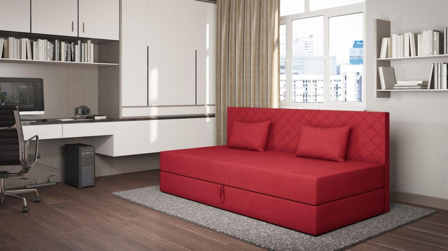 Sofa Polsterliege Kindersofa SIENA in Stoff Opera Velvet Rot Bild 1