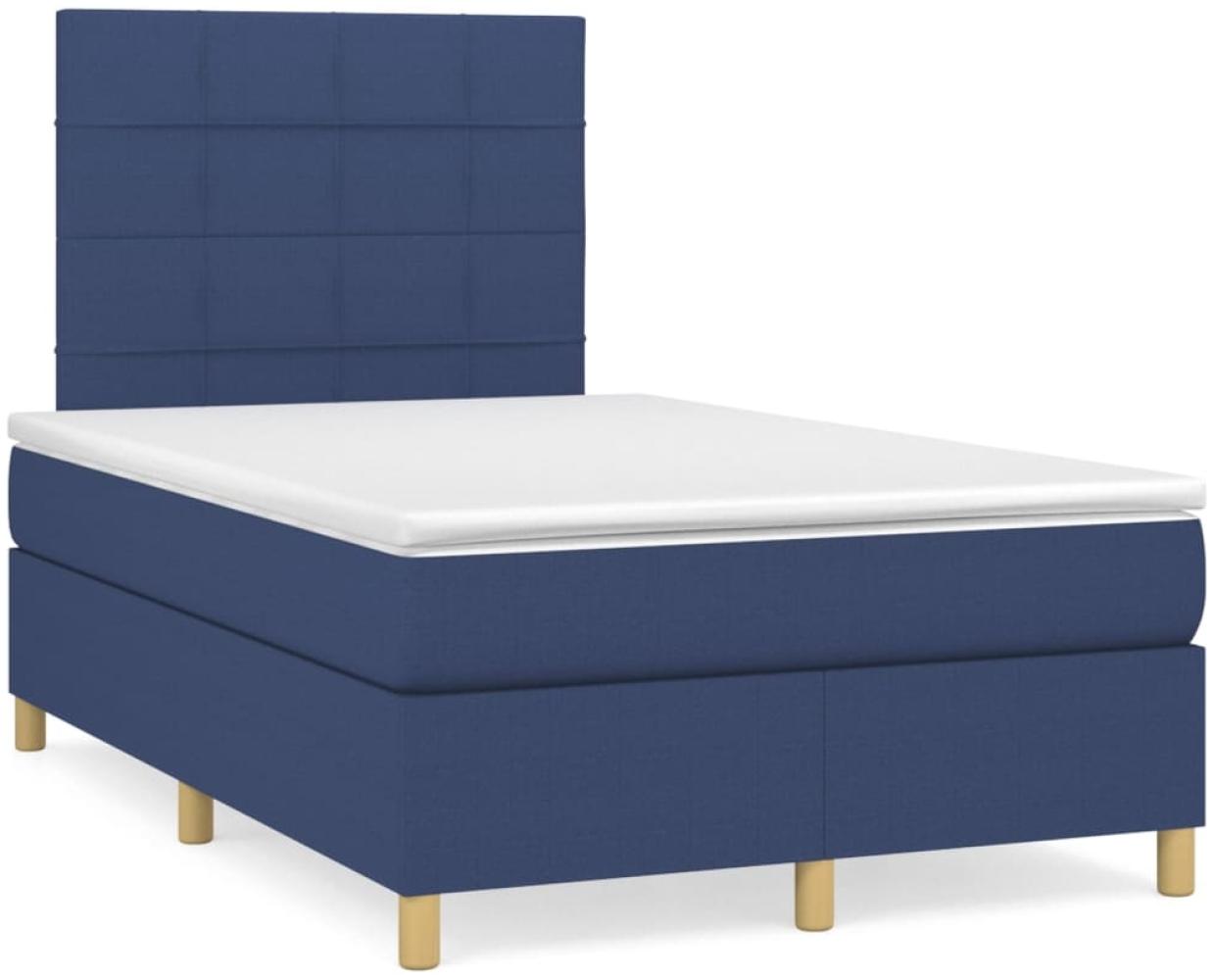 vidaXL Boxspringbett mit Matratze Blau 120x190 cm Stoff 3269936 Bild 1