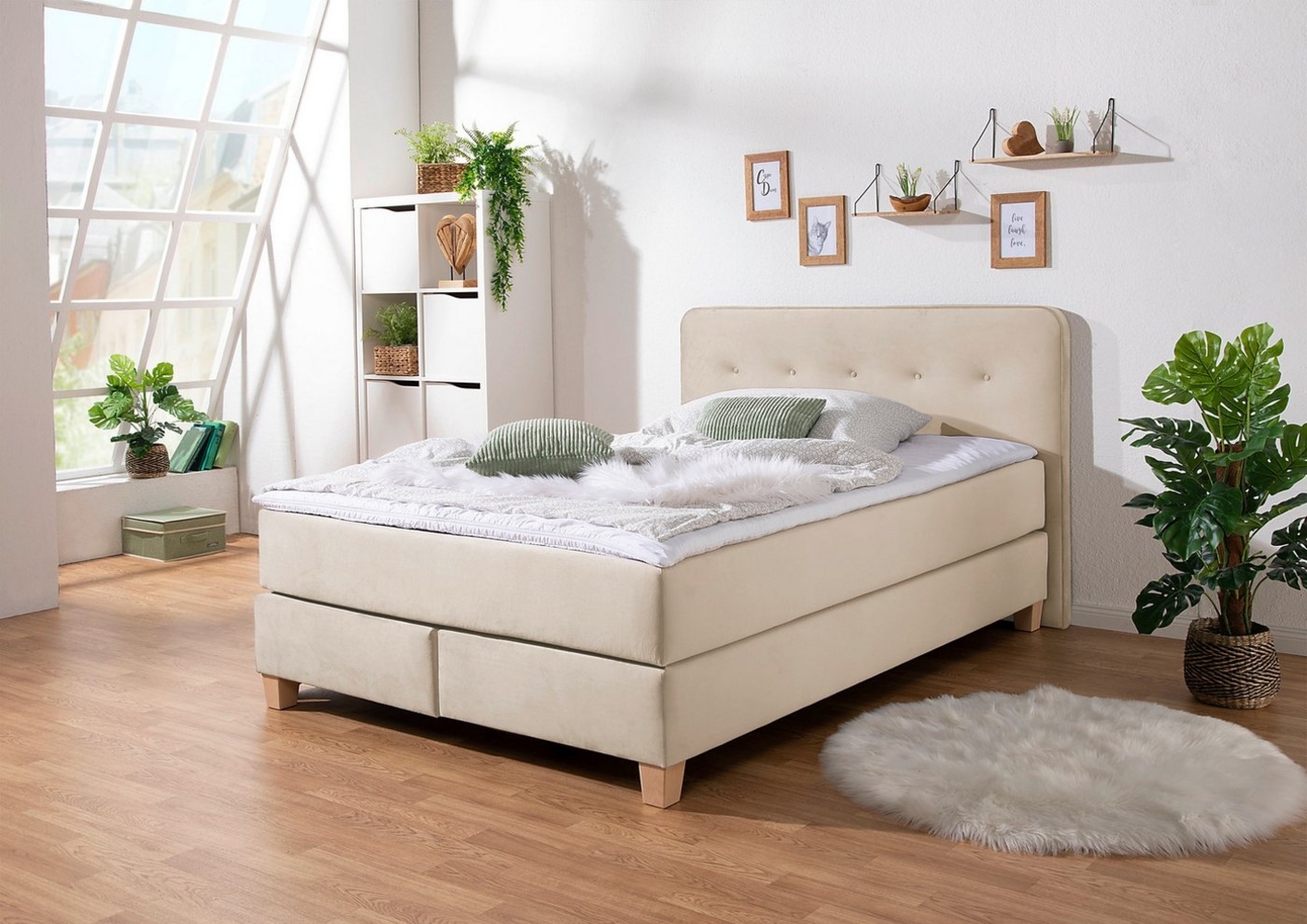 Home affaire Boxspringbett Fargo, inkl. Topper, in 3 Matratzenarten, in Samt- oder Strukturstoff Bild 1