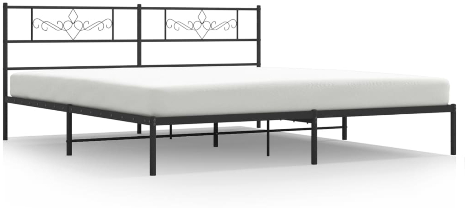 vidaXL Bettgestell mit Kopfteil, Metall, Schwarz, 193x203 cm Bild 1