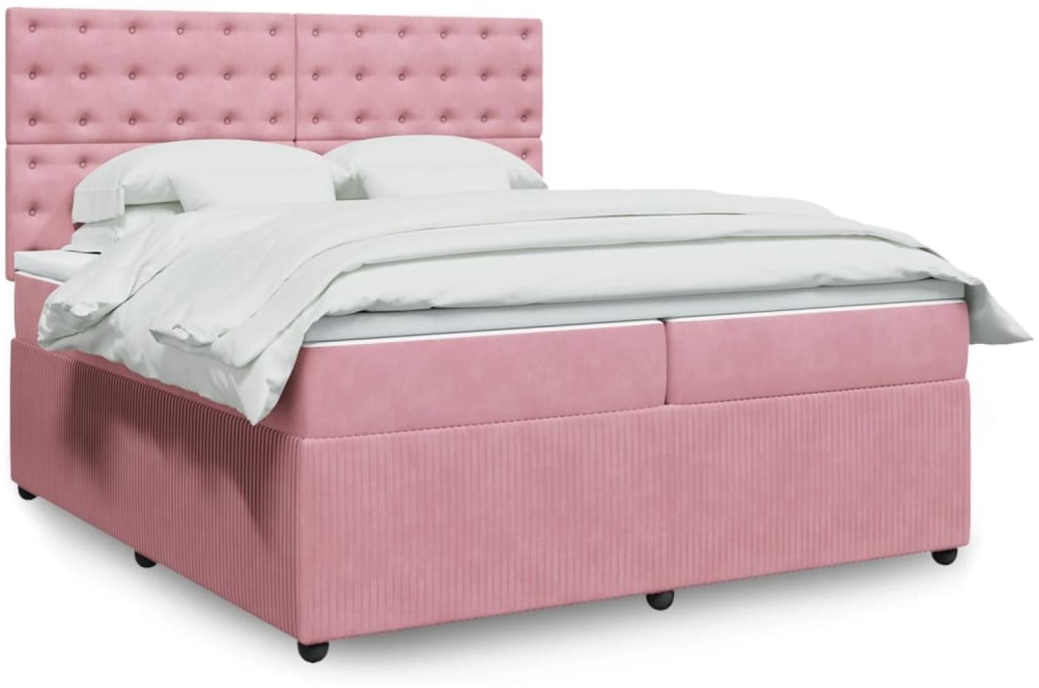 vidaXL Boxspringbett mit Matratze Rosa 200x200 cm Samt 3294747 Bild 1