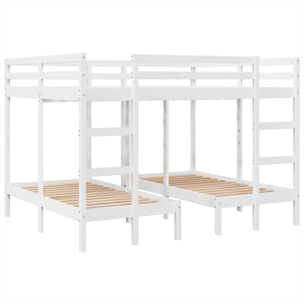 vidaXL Dreifach-Etagenbett Weiß 160x200/80x160 cm Massivholz Kiefer 3308581 Bild 1