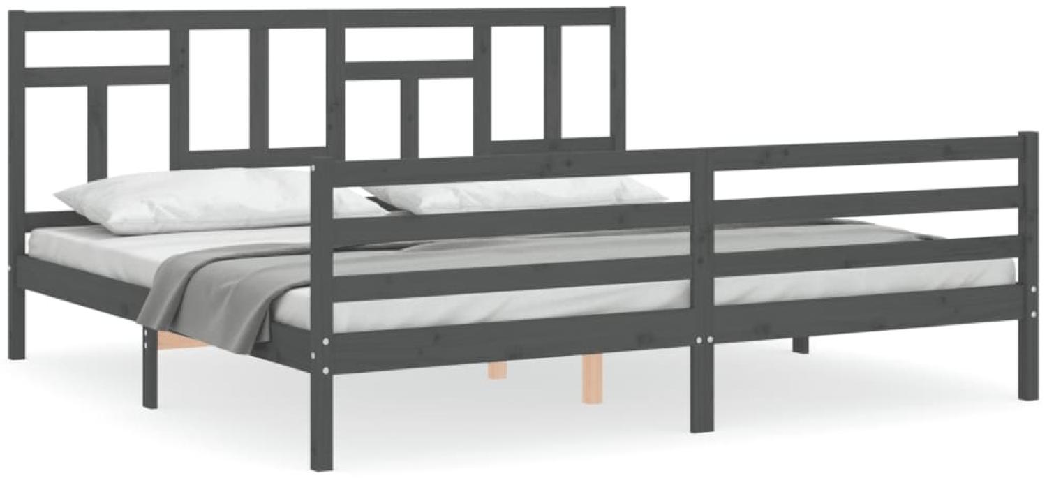 vidaXL Massivholzbett mit Kopfteil Grau 200x200 cm 3194983 Bild 1