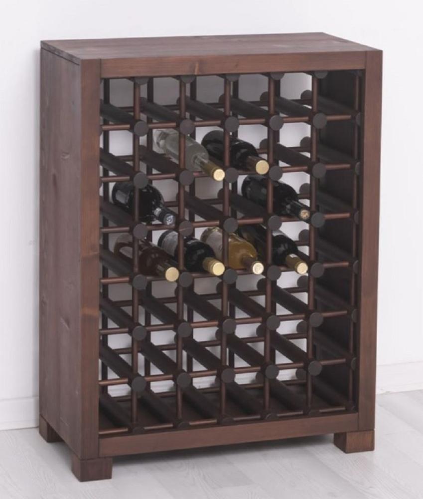 Casa Padrino Landhausstil Massivholz Weinschrank Braun / Schwarz 68 x 35 x H. 68 cm - Massivholz Weinregal im Landhausstil - Massivholz Bar Möbel - Landhausstil Bar Möbel Bild 1