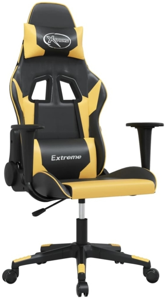 vidaXL Gaming-Stuhl mit Massagefunktion Schwarz & Golden Kunstleder 345447 Bild 1