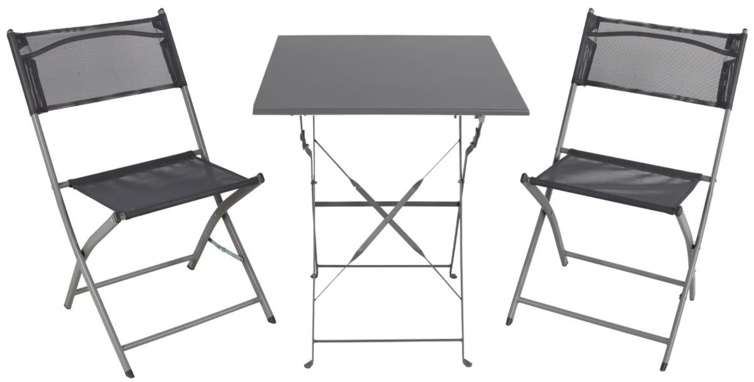 Bistro Set Sitzgruppe Gartenset Gartenmöbel Sitzgarnitur 3-teilig grau Bild 1