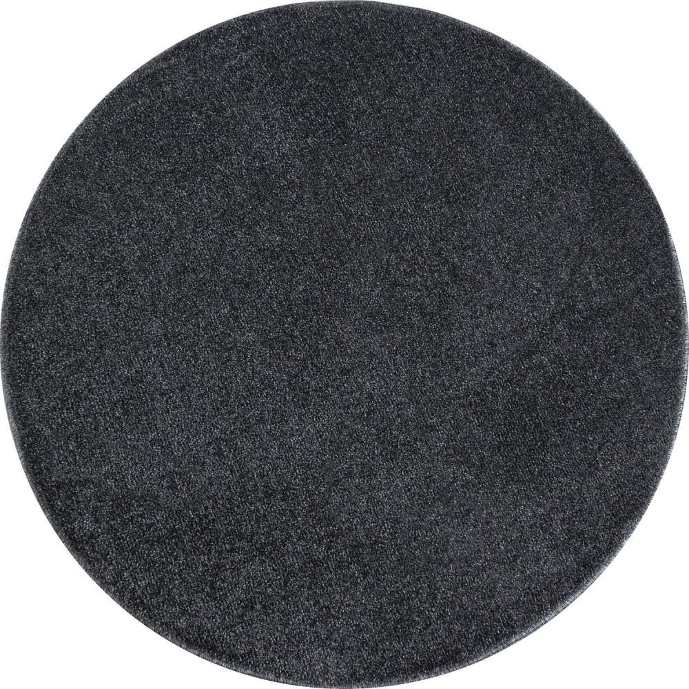 Kurzflor Teppich Alberto rund - 120 cm Durchmesser - Grau Bild 1