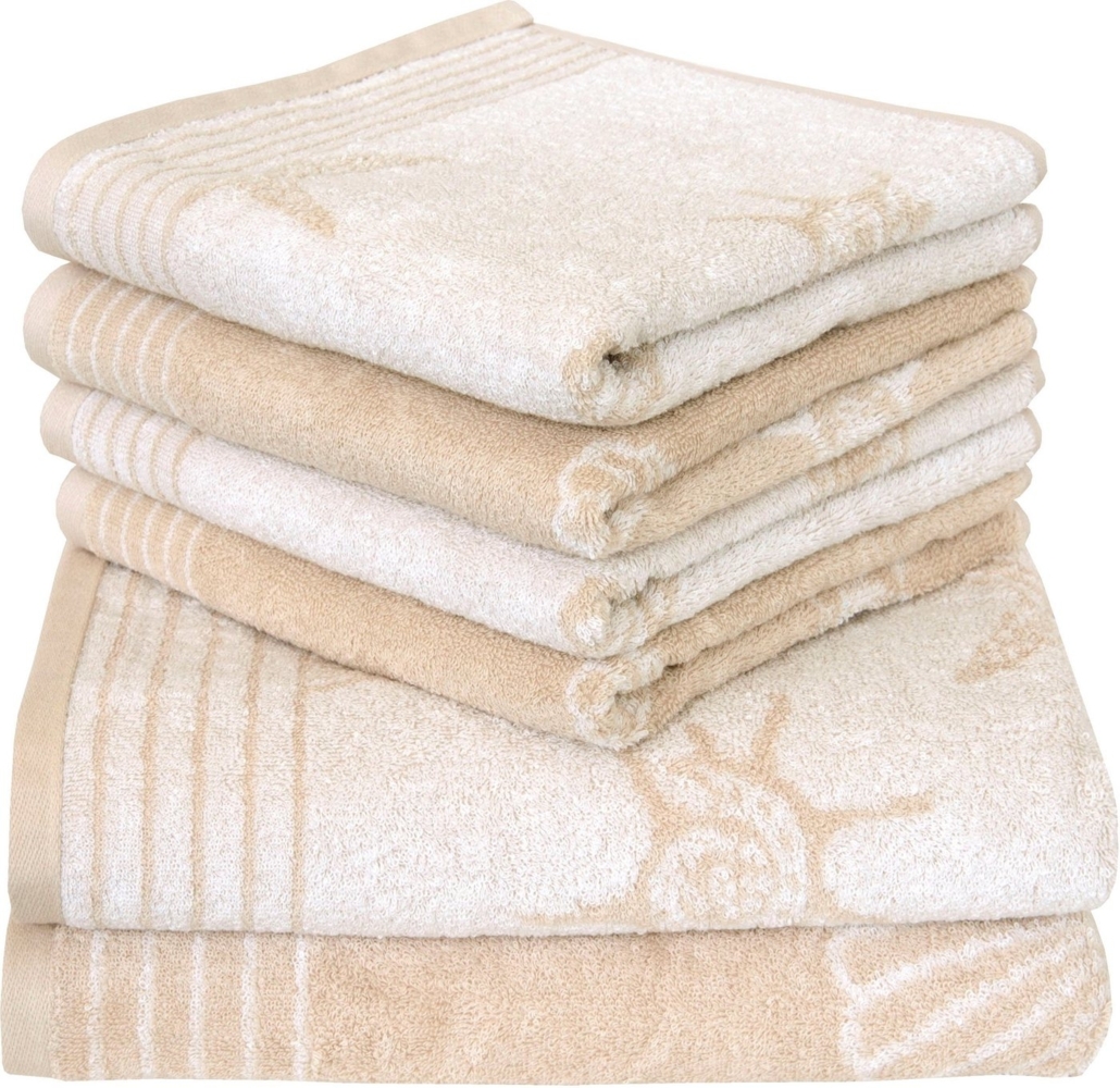 Dyckhoff Handtuch Set Seashell, Walkfrottee (Set, 6-St), mit Muschelmuster, 4 Handtücher (50x100cm), 2 Duschtücher (70x140cm) Bild 1