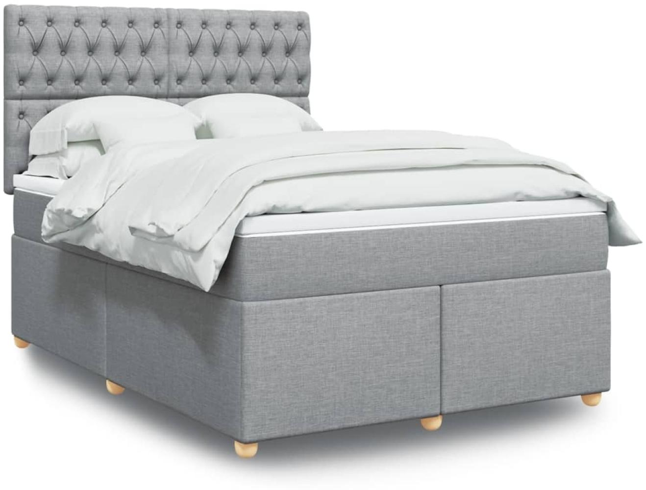 vidaXL Boxspringbett mit Matratze Hellgrau 160x200 cm Stoff 3293638 Bild 1