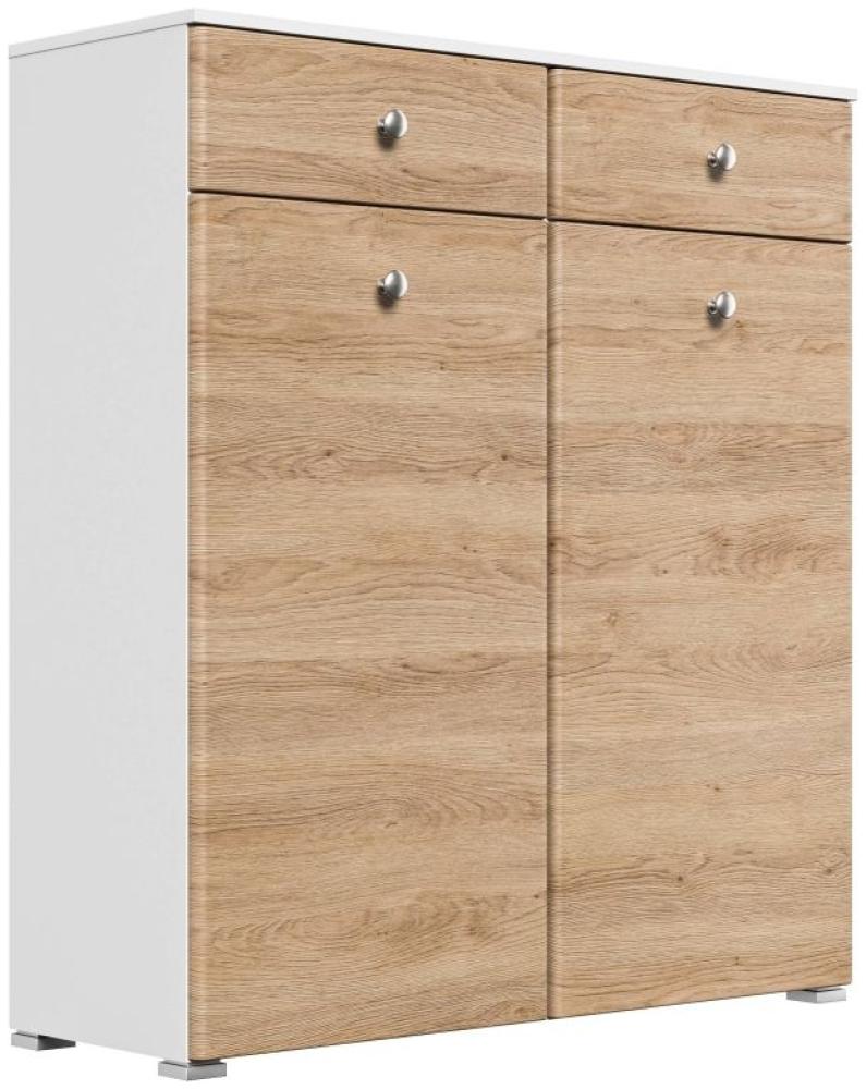 Posseik Schrank Schuhkommode Charme 2 Türen 2 Schubladen 16 Paar 105x117 cm Eiche hell Bild 1