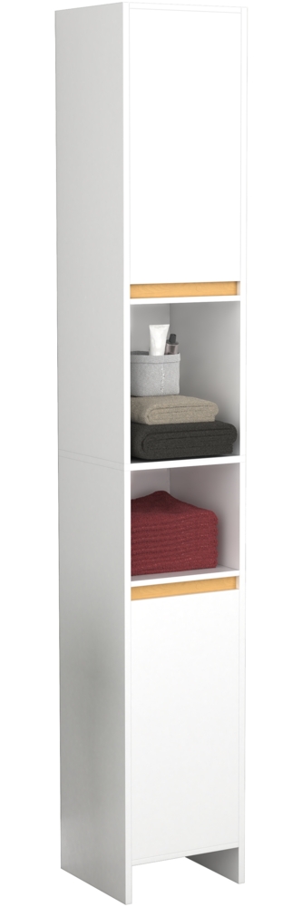 VCM Badmöbel Hochschrank Malira 919803 Weiß / Honig-Eiche H. 189 x B. 30 x T. 30 cm Bild 1