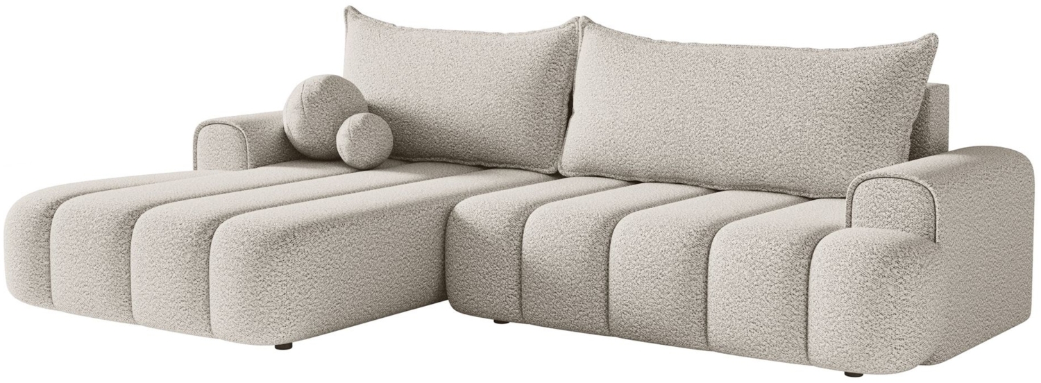 Selsey 'Dandelino' Ecksofa mit Schlaffunktion, Stauraum und Bouclé-Bezug, creme, links, 80 x 275 x 168 cm Bild 1