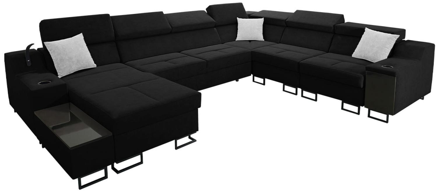 Ecksofa Nadadu VIII mit Schlaffunktion, Bettkasten, einstellbaren Kopfstützen, Lampe mit USB-Anschluss, Barfach (Uttario Velvet 2980 + Uttario Velvet 2973, Seite: Links) Bild 1