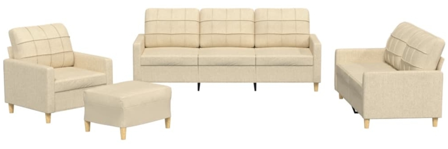 vidaXL 4-tlg. Sofagarnitur mit Kissen Creme Stoff 3201252 Bild 1