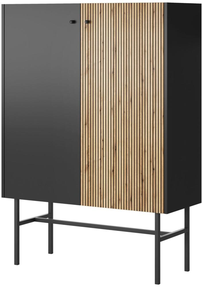 Selsey Divenos - Highboard 2-türig, Schwarz / Holzoptik Eiche, 93 cm Bild 1