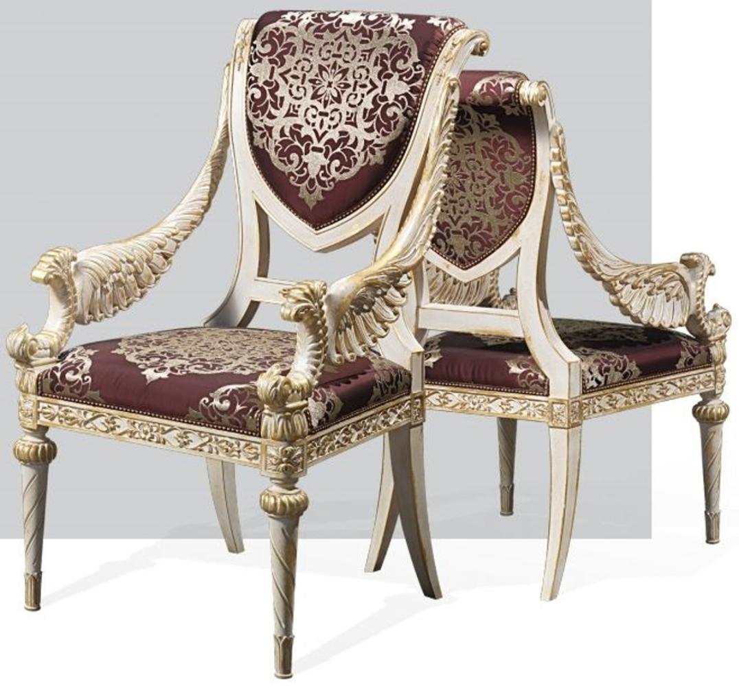 Casa Padrino Luxus Barock Esszimmer Stuhl Set Lila / Silber / Weiß / Gold 62 x 74 x H. 103 cm - Prunkvolles Küchen Stühle 4er Set - Hotel Restaurant Schloss Möbel - Luxus Qualität - Made in Italy Bild 1