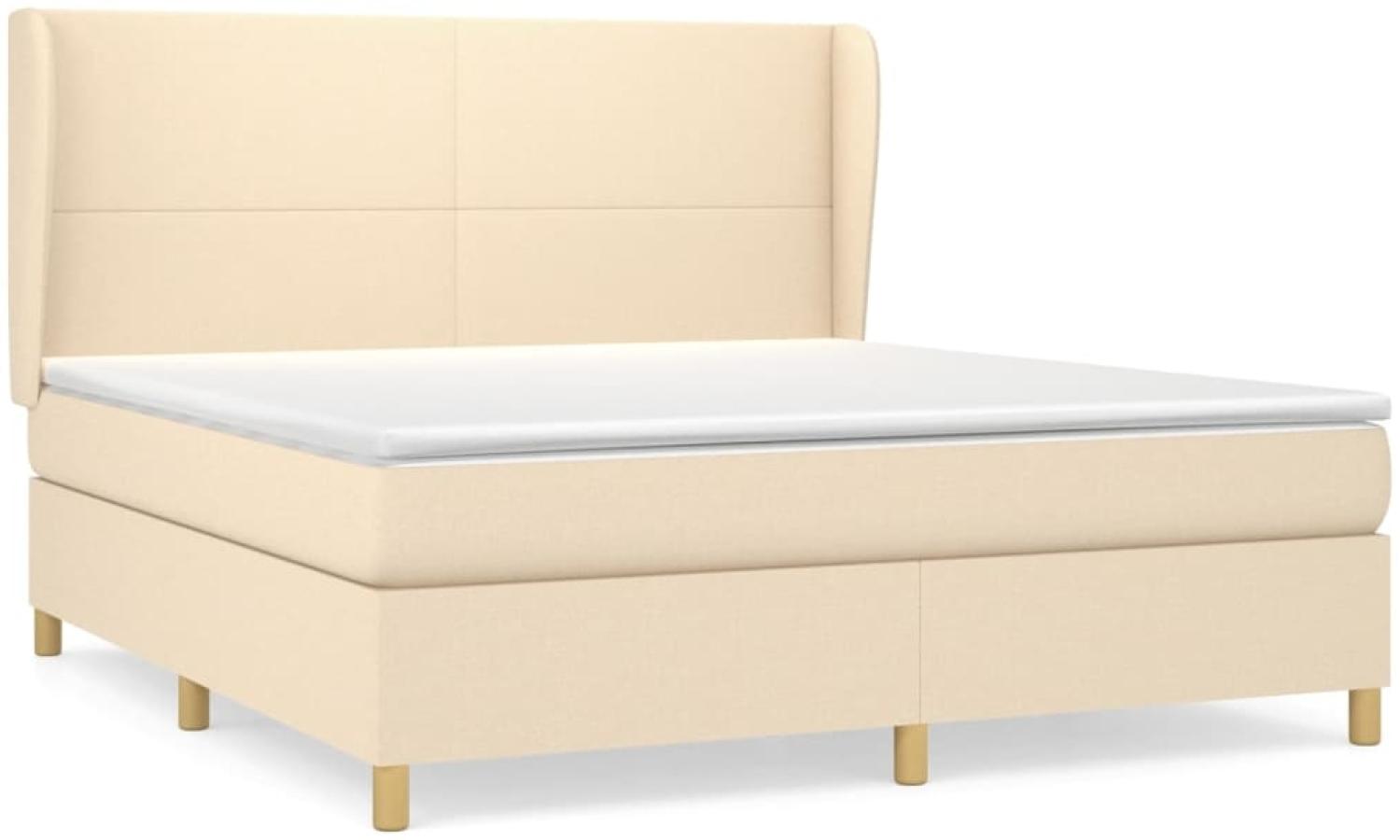 Boxspringbett mit Matratze Stoff Creme 160x200 cm Bild 1