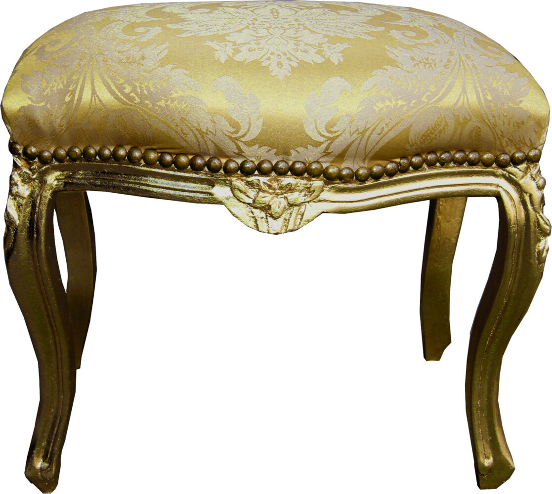 Casa Padrino Barock Hocker Gold Bouquet Muster / Gold Medium Bild 1