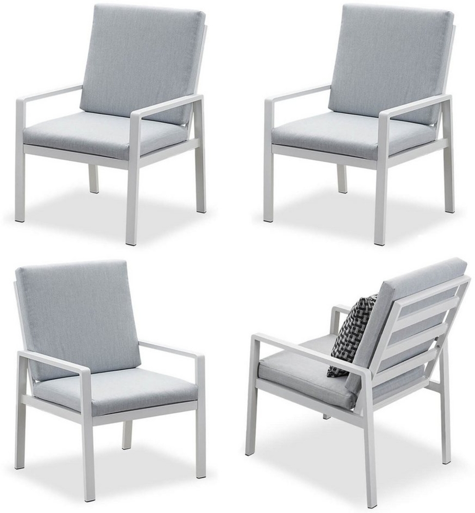 MeXo Gartenstuhl Aluminium Gartenmöbel Esstischstuhl (wetterfeste Gartenstühle, 4 St), inkl. Sitz und Rückenkissen Bild 1