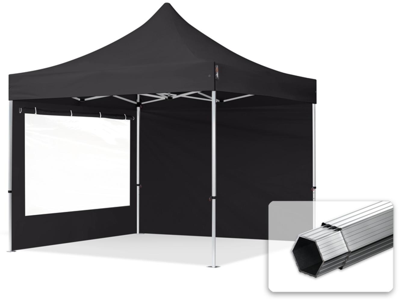 3x3 m Faltpavillon PROFESSIONAL Alu 40mm, Seitenteile mit Panoramafenstern, schwarz Bild 1