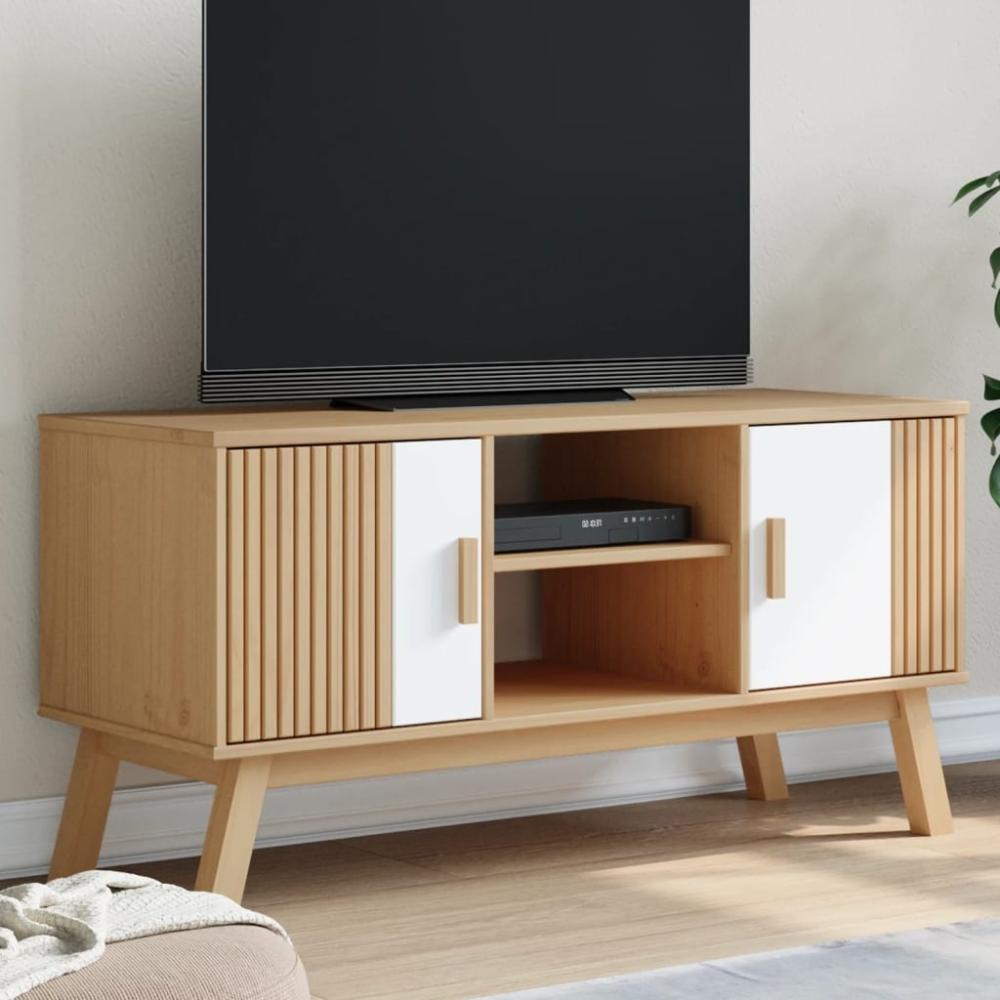 vidaXL TV-Schrank OLDEN Weiß und Braun 114x43x57 cm Massivholz Kiefer 358602 Bild 1