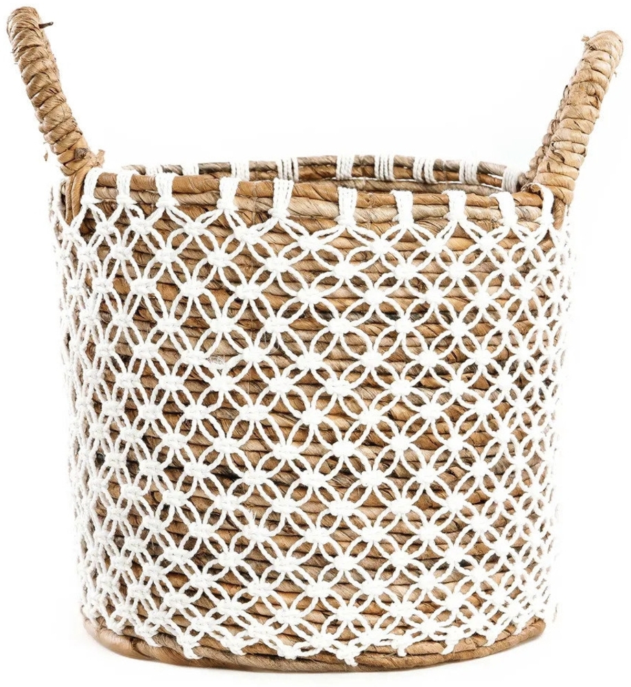 Der Gekreuzt Genähte Makramee-Korb - S - Naturweiß - 29x29x27cm Bild 1
